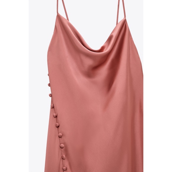 Zara Neutral Barbie Pink Lingerie Style Long Dress Medium BNWT - Picture 4 of 16